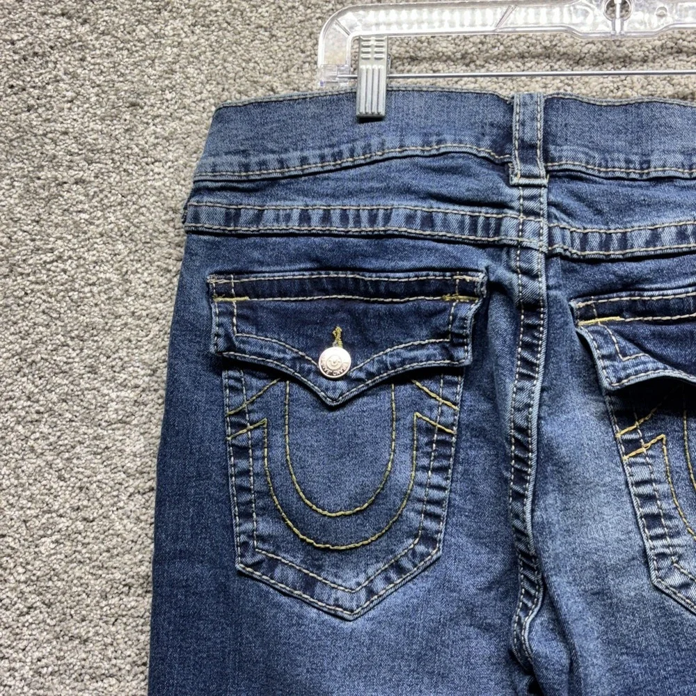 True Religion Rocco Relaxed Skinny Jeans Blue 34x32 Men's Flap Button Denim EUC‎